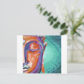 オレンジモザイクブッダ顔 ポストカード (スタンド正面)