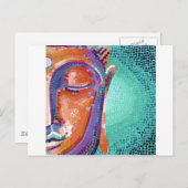 オレンジモザイクブッダ顔 ポストカード (正面/裏面)