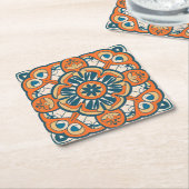 オレンジモザイク スクエアペーパーコースター (アングル)