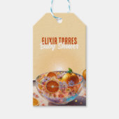 オレンジモダンお洒落柑橘系写真ベビーシャワー ギフトタグ (正面)