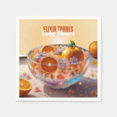 オレンジモダンお洒落柑橘系写真ベビーシャワー スタンダードカクテルナプキン (正面)