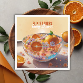 オレンジモダンお洒落柑橘系写真ベビーシャワー スタンダードカクテルナプキン