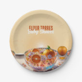 オレンジモダンお洒落柑橘系写真ベビーシャワー ペーパープレート (正面)