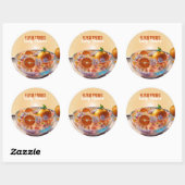 オレンジモダンお洒落柑橘系写真ベビーシャワー ラウンドシール (シート)