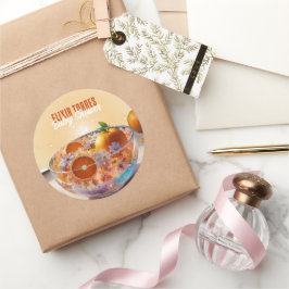 オレンジモダンお洒落柑橘系写真ベビーシャワー ラウンドシール