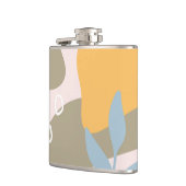 オレンジモダンとブラウンの抽象芸術植物芸術 フラスク (左)