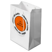 オレンジモダンとブラックのタイポグラフィハッピーハローウィン ミディアムペーパーバッグ (裏面アングル)