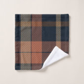 オレンジモダンとブラックの心地よい：プレッドバスタオル バスタオルセット (ウォッシュタオル)