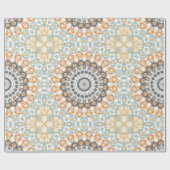 オレンジモダンとブルーのマンダラ ラッピングペーパー (フラット)