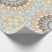 オレンジモダンとブルーのマンダラ ラッピングペーパー (角)