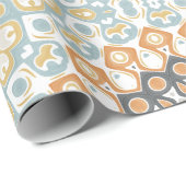 オレンジモダンとブルーのマンダラ ラッピングペーパー (ロールコーナー)