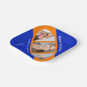オレンジモダンとブルーの卒業写真コラージュ ペーパープレート (傾斜あり)