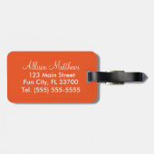 オレンジモダンとホワイトシェブロンのストライプ ラゲッジタグ (裏面横)