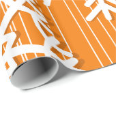 オレンジモダンと白のクリスマスの雪 ラッピングペーパー (ロールコーナー)