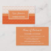 オレンジモダンと白の水玉模様インテリアデザイナー 名刺 (正面/裏面)