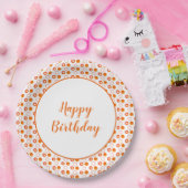 オレンジモダンと白の誕生日 ペーパープレート (パーティー)