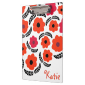 オレンジモダンと赤のフローラパーソナライズされた クリップボード (左)