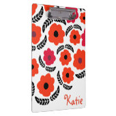 オレンジモダンと赤のフローラパーソナライズされた クリップボード (右)