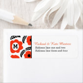 オレンジモダンと赤のフローラパーソナライズされた ラベル (インサイチュ)