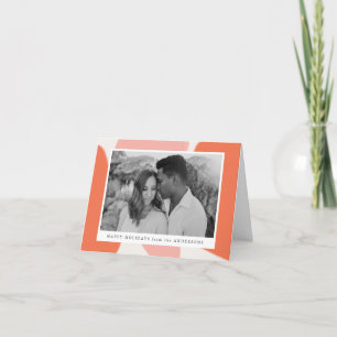 オレンジモダンと赤面の抽象芸術シェイプ写真 シーズンカード