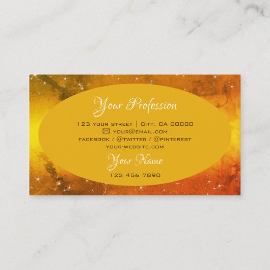 オレンジモダンイエローマーブルグリッタースターズイニシャル 名刺 (裏面)