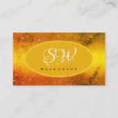 オレンジモダンイエローマーブルグリッタースターズイニシャル 名刺 (正面)