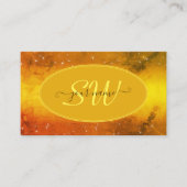 オレンジモダンイエローマーブルグリッタースターズモノグラム 名刺 (正面)
