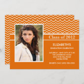 オレンジモダンシェブロン写真卒業パーティー 招待状 (正面/裏面)