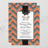 オレンジモダンシェブロン2013卒業パーティー 招待状 (正面/裏面)