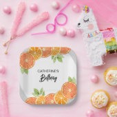 オレンジモダンシトラススライス夏誕生日 ペーパープレート (パーティー)