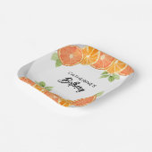 オレンジモダンシトラススライス夏誕生日 ペーパープレート (傾斜あり)