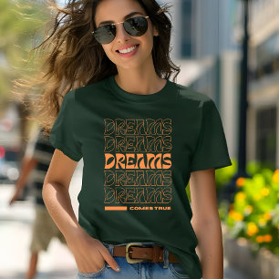 オレンジモダンタイポグラフィドリームTシャツ Tシャツ