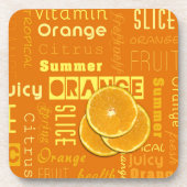オレンジモダンタイポグラフィフルーツスライス コースター (正面)