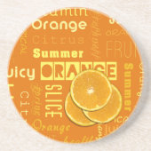 オレンジモダンタイポグラフィフルーツスライス コースター (正面)