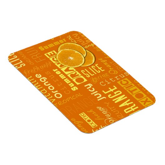 オレンジモダンタイポグラフィフルーツスライス マグネット (右側)