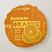 オレンジモダンタイポグラフィフルーツスライス ラウンドクッション (裏面)