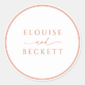 オレンジモダンタイポグラフィラウンド結婚のステッカー ラウンドシール (正面)