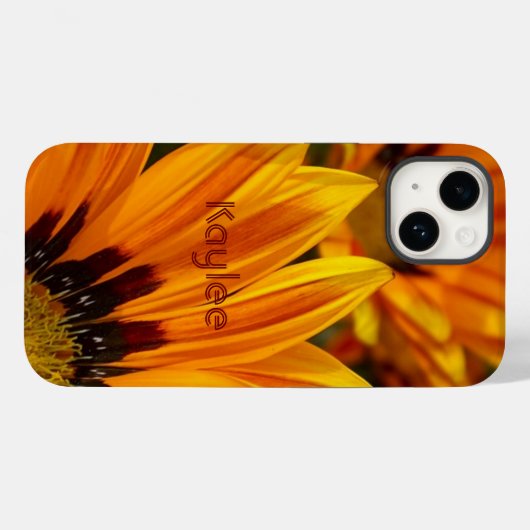 オレンジモダンパーソナライズされた色のデイジーフローラ Case-Mate iPhoneケース (裏面 (横))