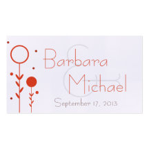 オレンジモダンフローラドシンプルット結婚式の引き出物ラベル