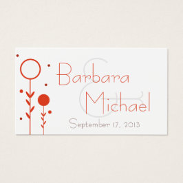 オレンジモダンフローラドシンプルット結婚式の引き出物ラベル