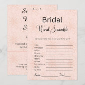 オレンジモダンフローラブライダルワードスクランブルゲーム 招待状 (正面/裏面)