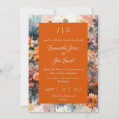 オレンジモダンフローラ結婚式招待状 招待状 (正面)