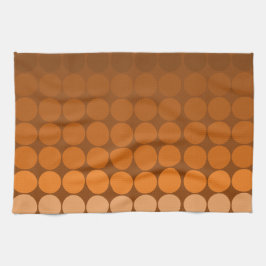 オレンジモダンポップ・アートの色から茶色の円 キッチンタオル