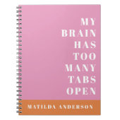 オレンジモダンミニマル色とピンクのタイポグラフィ ノートブック (正面)