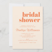 オレンジモダンレトロはっきりしたタイポグラフィブライダルシャワー 招待状 (正面)