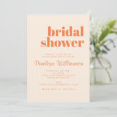 オレンジモダンレトロはっきりしたタイポグラフィブライダルシャワー 招待状 (スタンド正面)