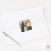 オレンジモダン円の写真卒業 スクエアシール (封筒)