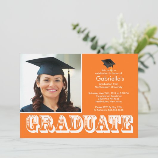 オレンジモダン大学院写真卒業パーティー 招待状 (スタンド正面)