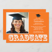 オレンジモダン大学院写真卒業パーティー 招待状 (正面/裏面)