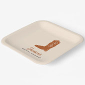 オレンジモダン女性のカーボーイラストロデオブライダルシャワー ペーパープレート (傾斜あり)